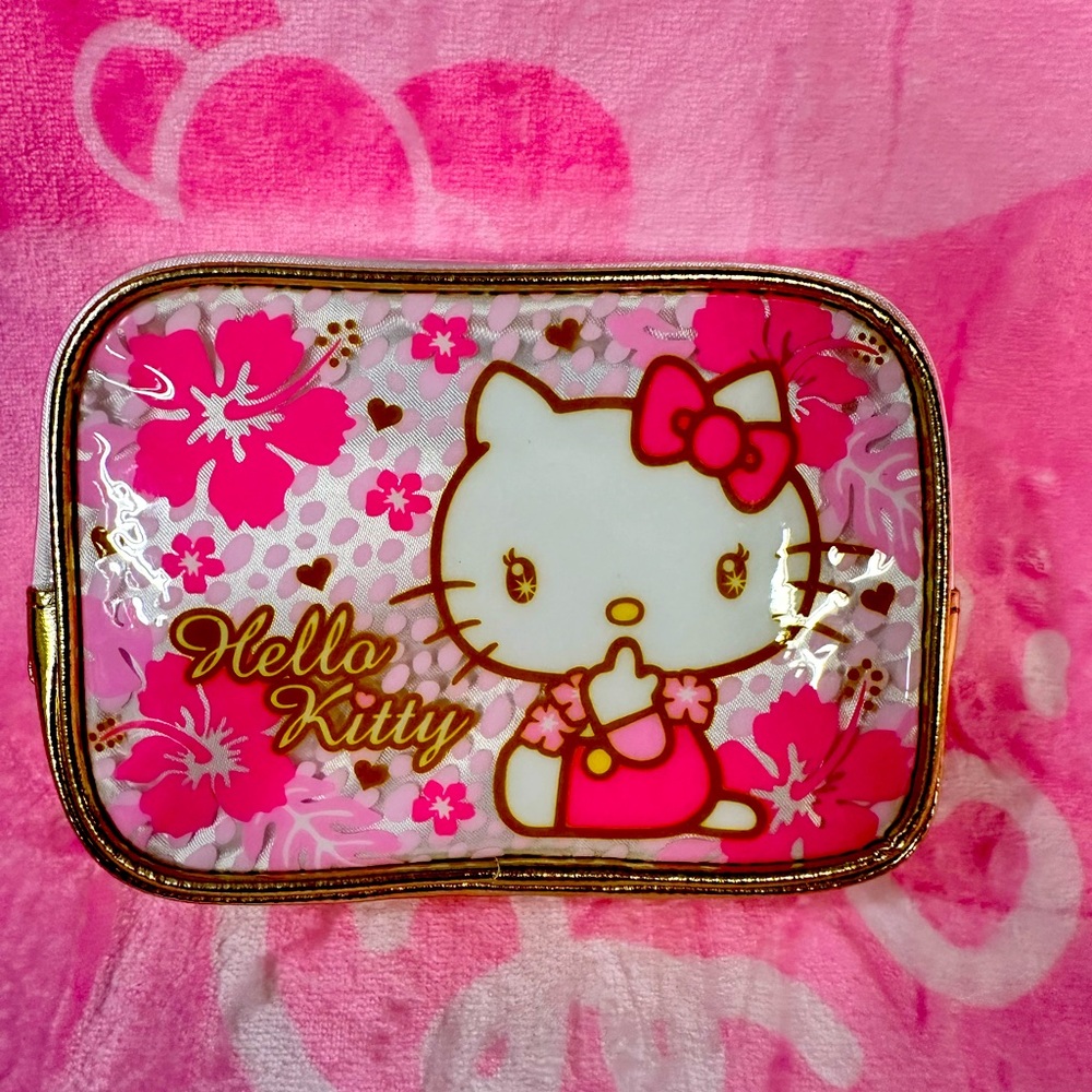 Vintage and Rare Pink Sanrio Smiles Hello Kitty Pouch. Year 2009.
